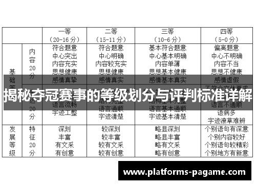揭秘夺冠赛事的等级划分与评判标准详解